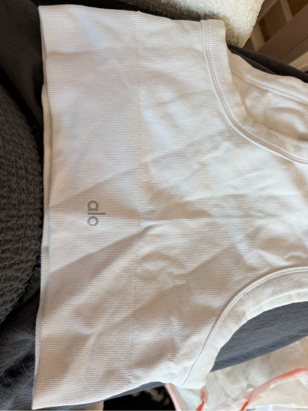 Alo White Ribbed Tank Top - Picture 3 of 6